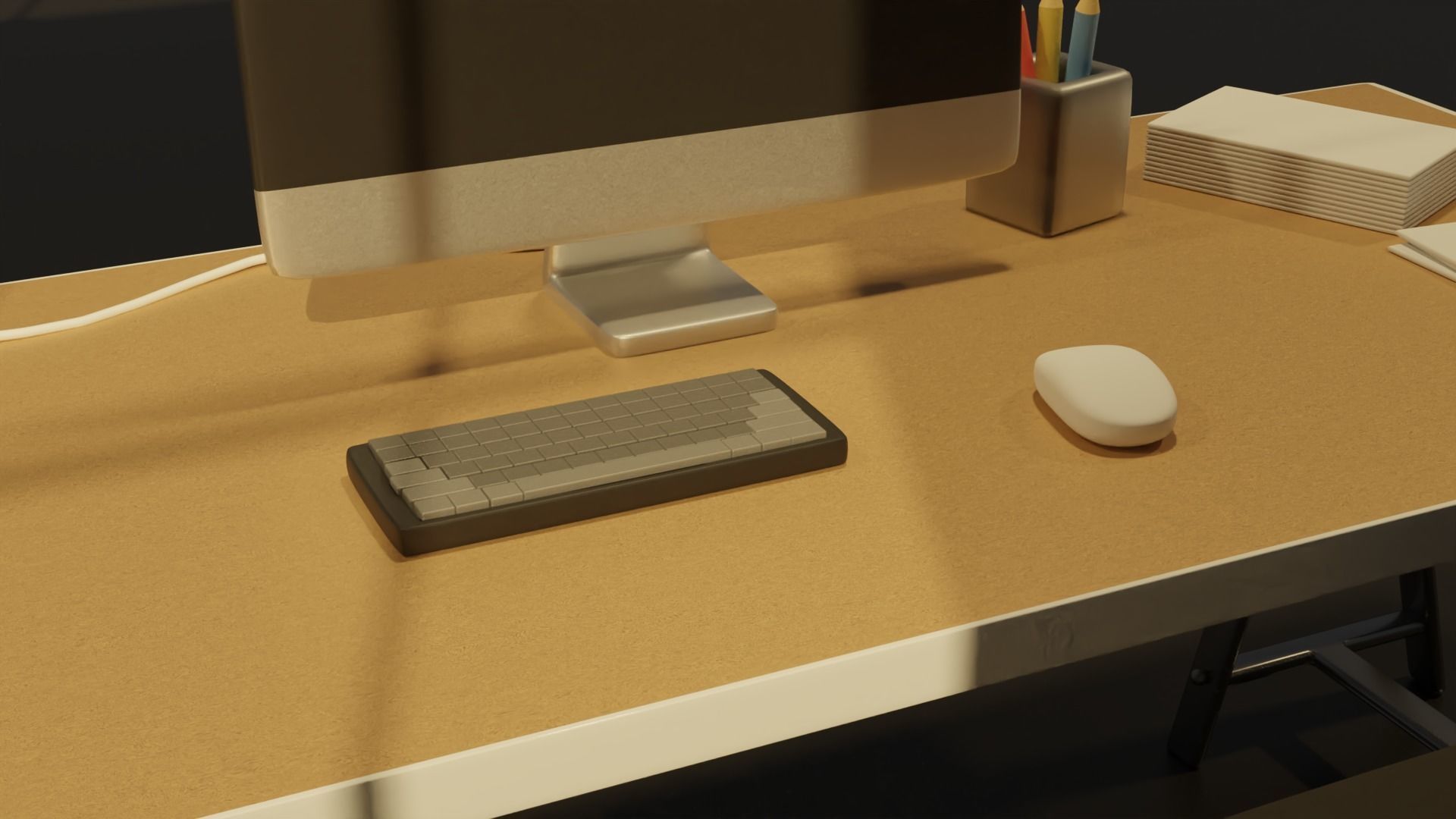 Office desk low poly 3d model Low-poly 3D model_6
