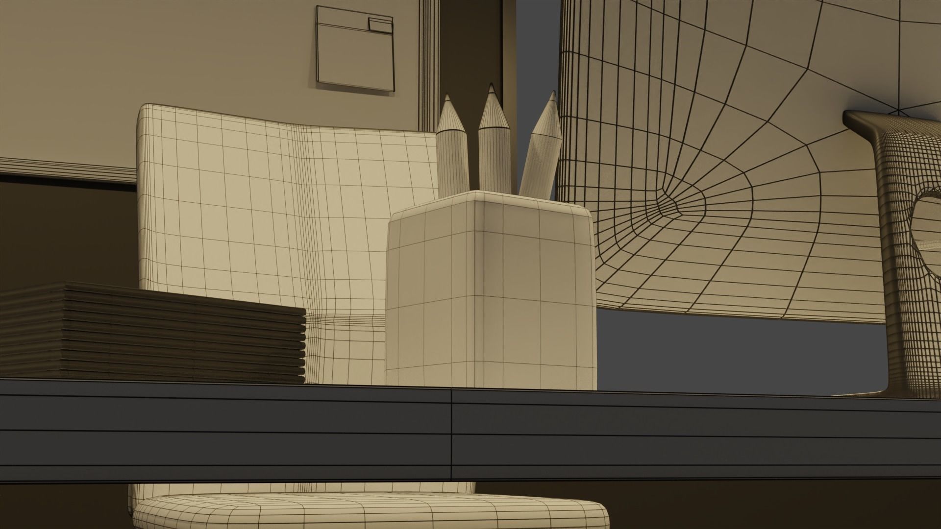 Office desk low poly 3d model Low-poly 3D model_11