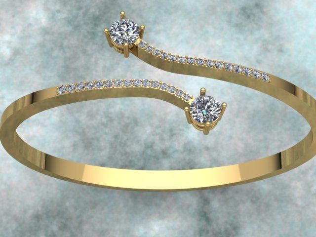 Luxury Golden Bracelet With Diamonds 3D print model_1