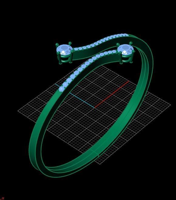 Luxury Golden Bracelet With Diamonds 3D print model_5