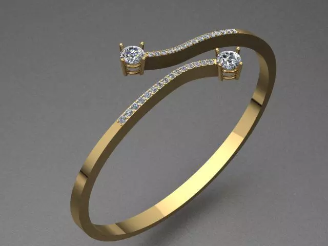 Luxury Golden Bracelet With Diamonds 3D print model_0