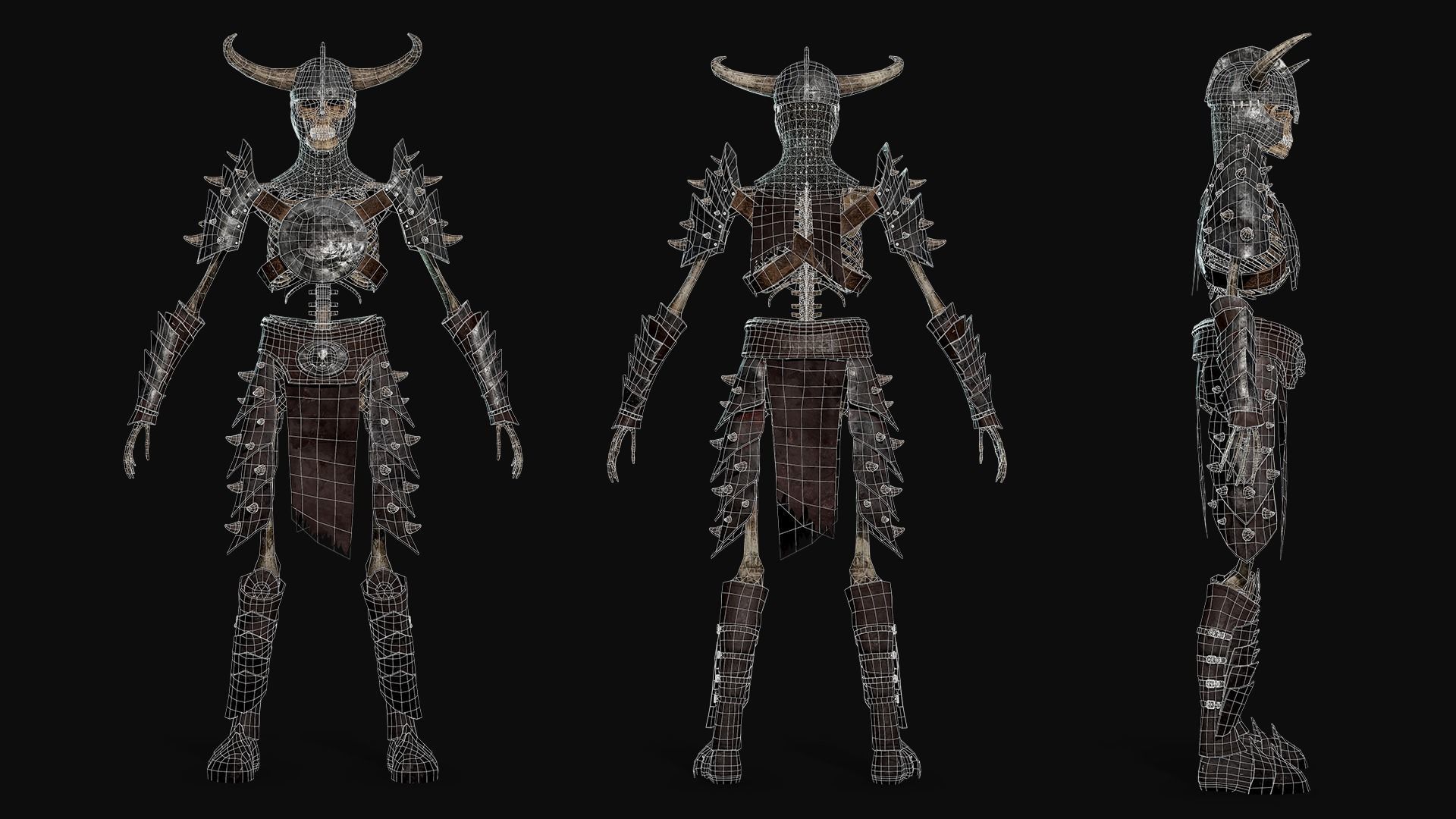 Skeleton Warrior - Game Ready Low-poly 3D model_4