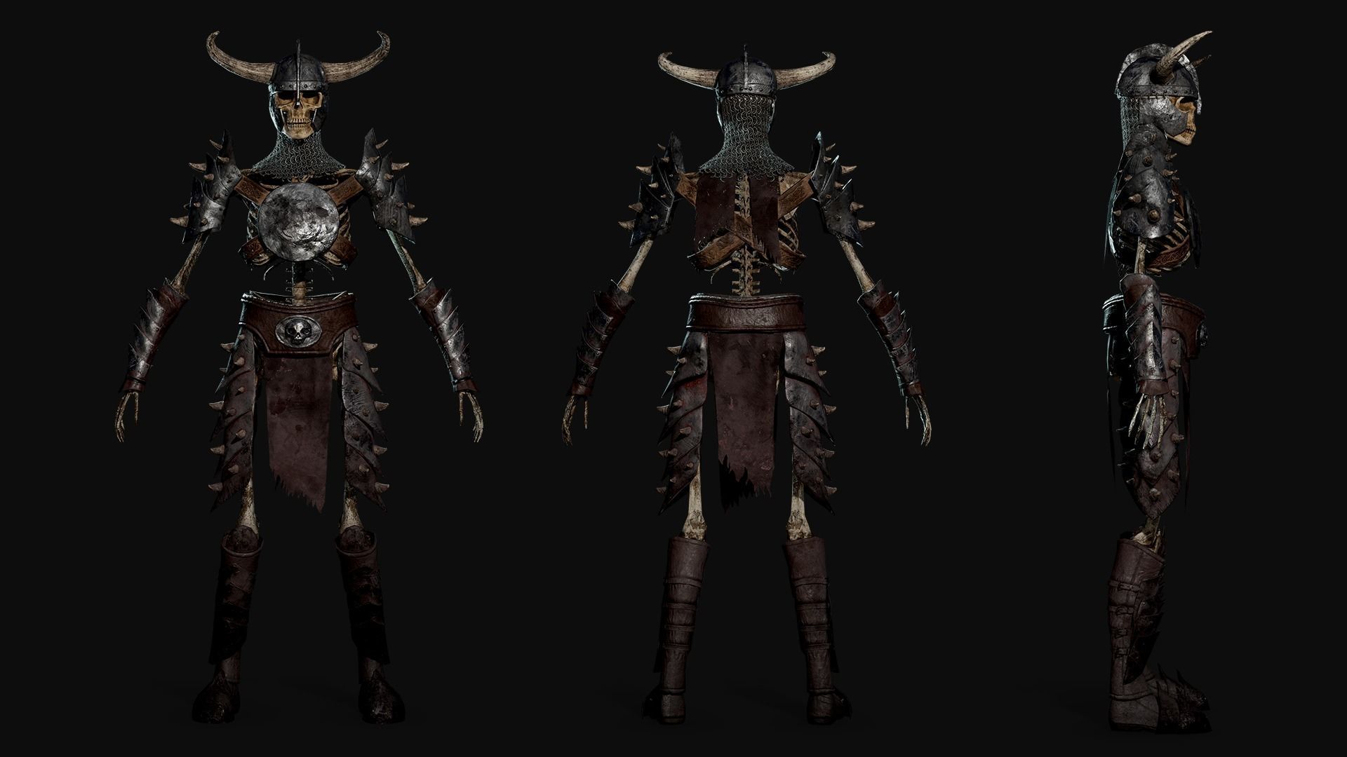 Skeleton Warrior - Game Ready Low-poly 3D model_3