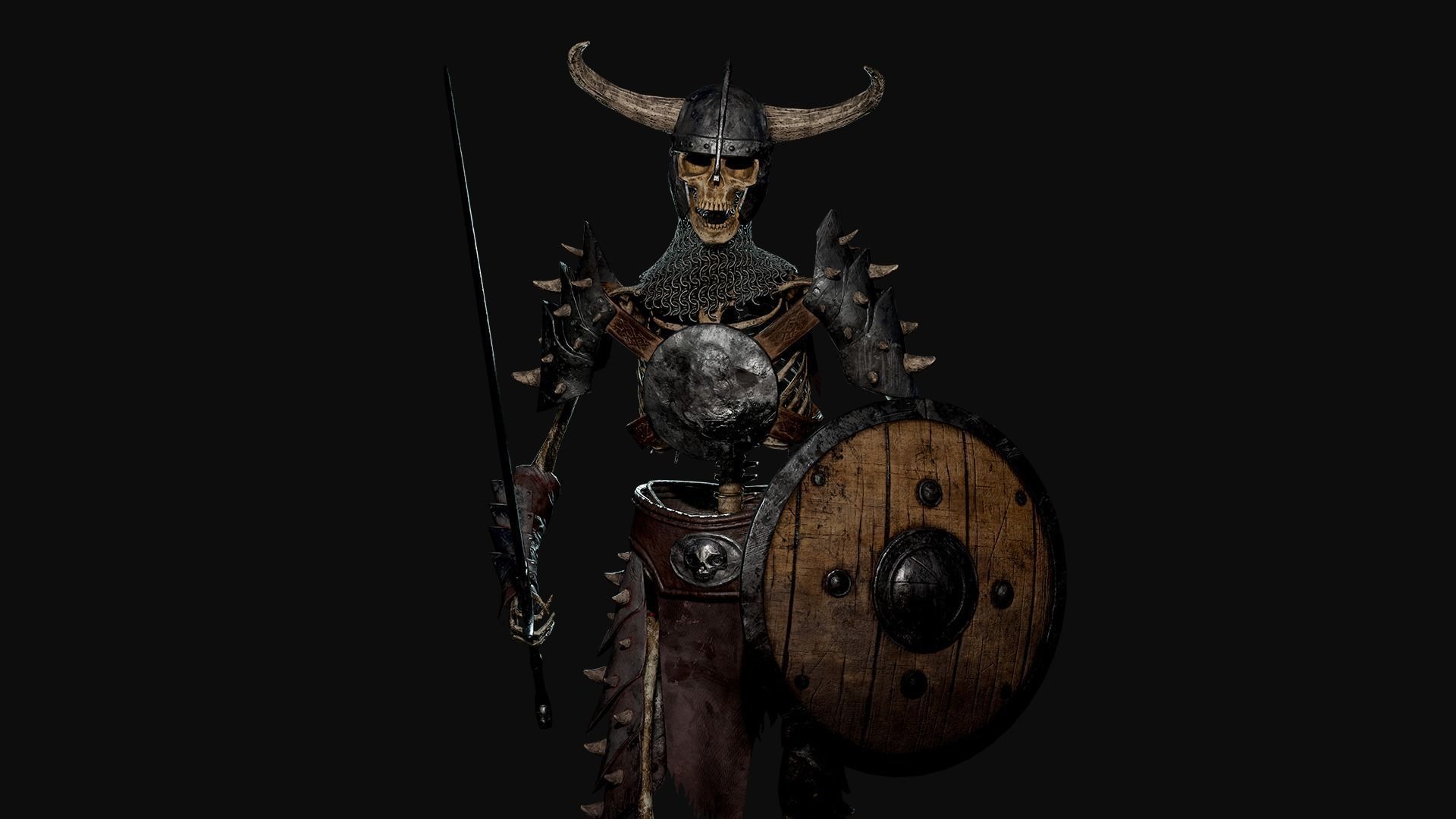 Skeleton Warrior - Game Ready Low-poly 3D model_5