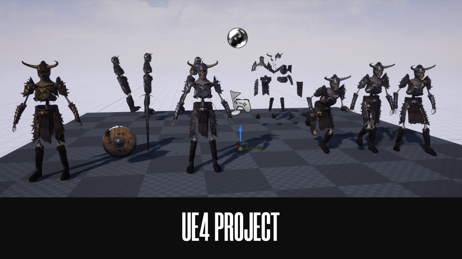 Skeleton Warrior - Game Ready Low-poly 3D model_10