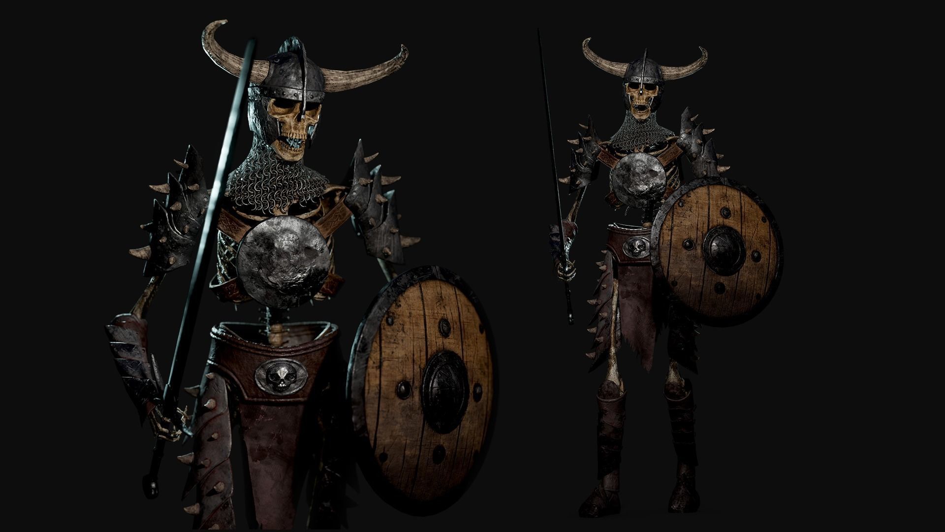 Skeleton Warrior - Game Ready Low-poly 3D model_2