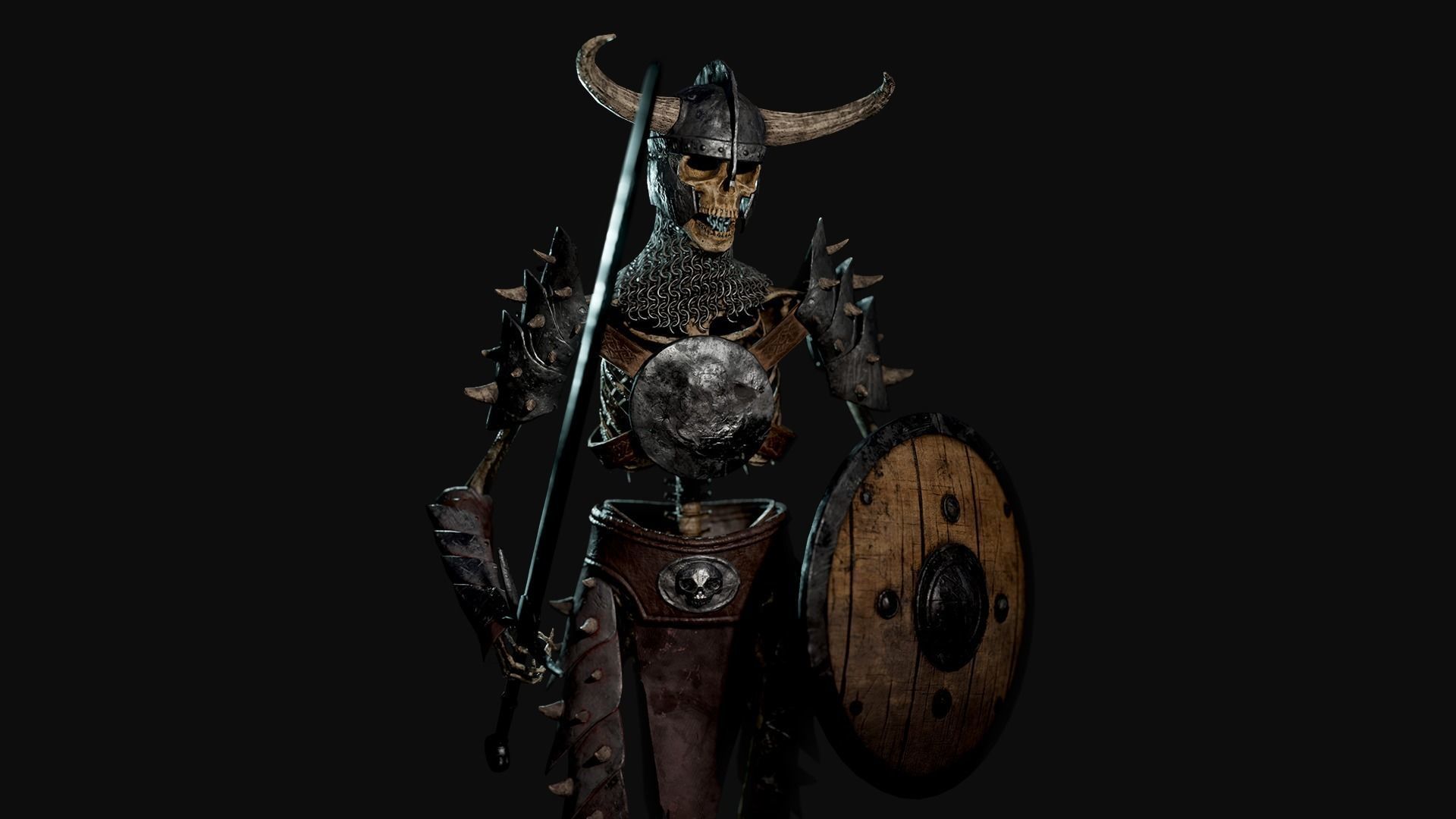 Skeleton Warrior - Game Ready Low-poly 3D model_11