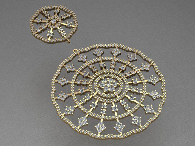 Luxury Diamond Golden Pendant 3D print model_1