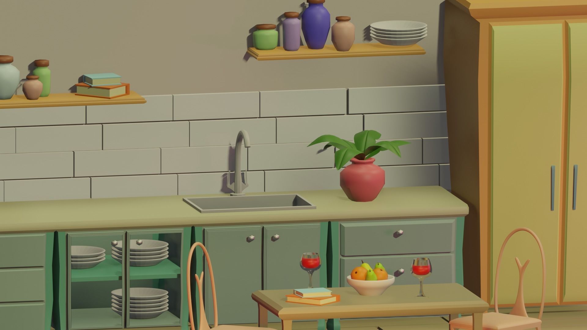 Tiny Kitchen 3D model_2