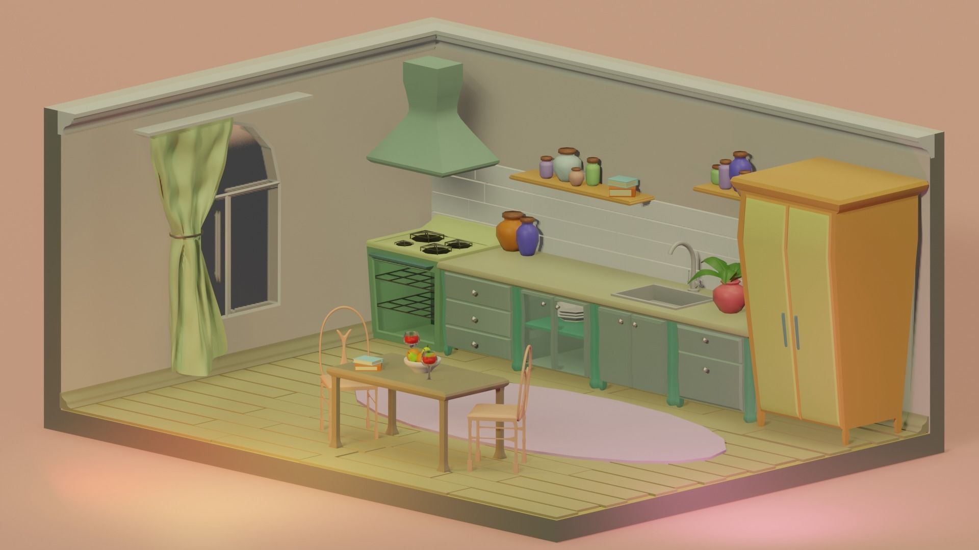 Tiny Kitchen 3D model_4