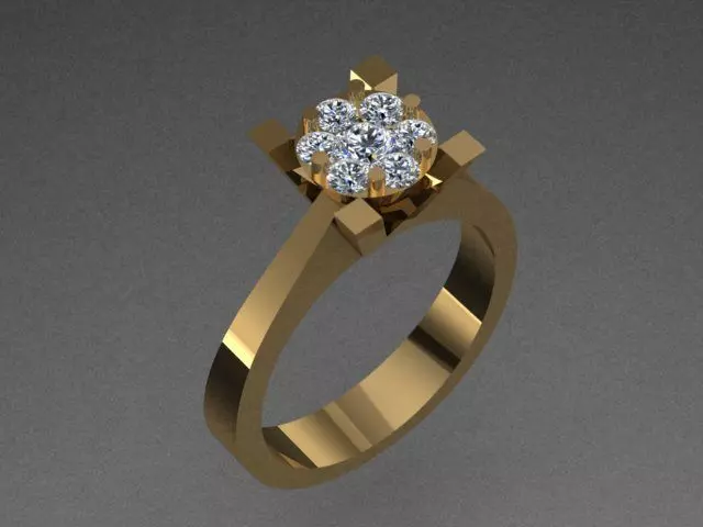 Golden Luxury Engagement Diamond Ring 3D print model
