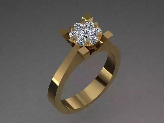 Golden Luxury Engagement Diamond Ring