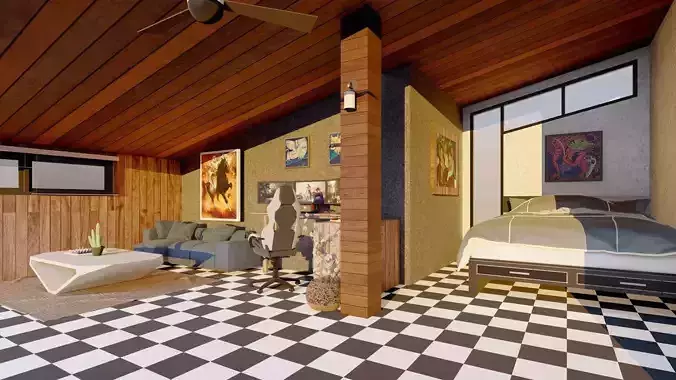 Bedroom and workspace