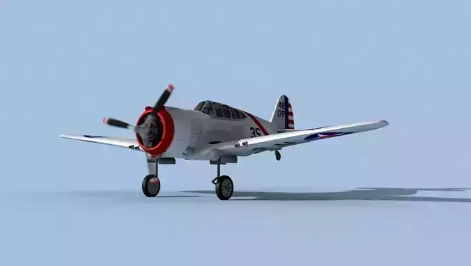 Curtiss P-36C Hawk V04 USAAF 3D model