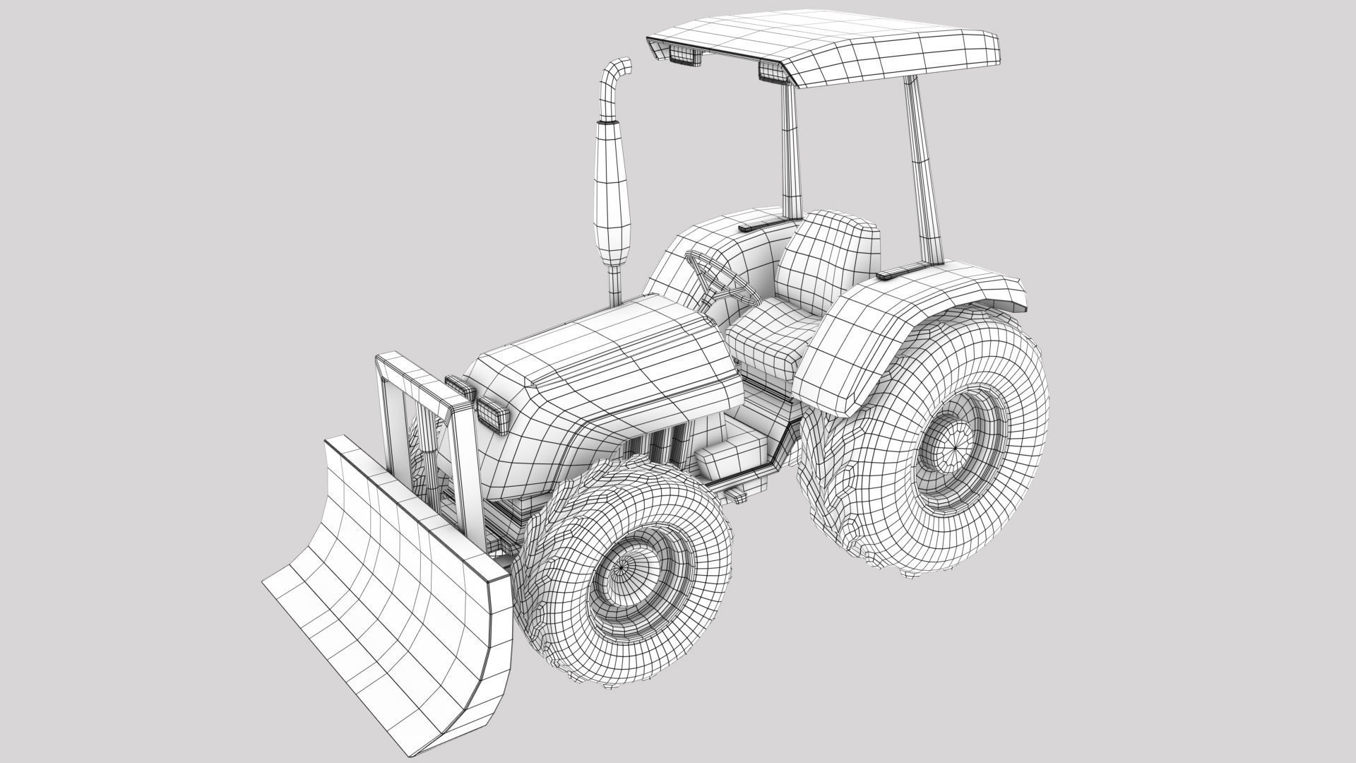 Cartoon Tractor  3D model_2