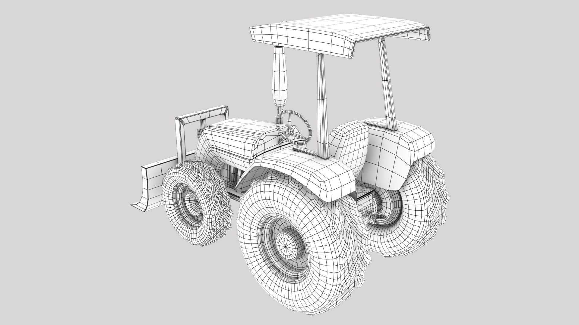 Cartoon Tractor  3D model_3