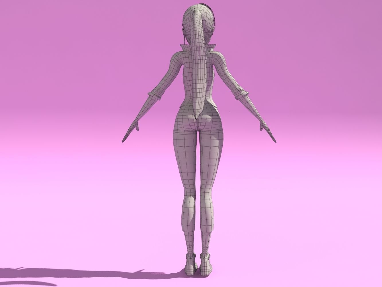 Cartoon woman character Low-poly 3D model_11