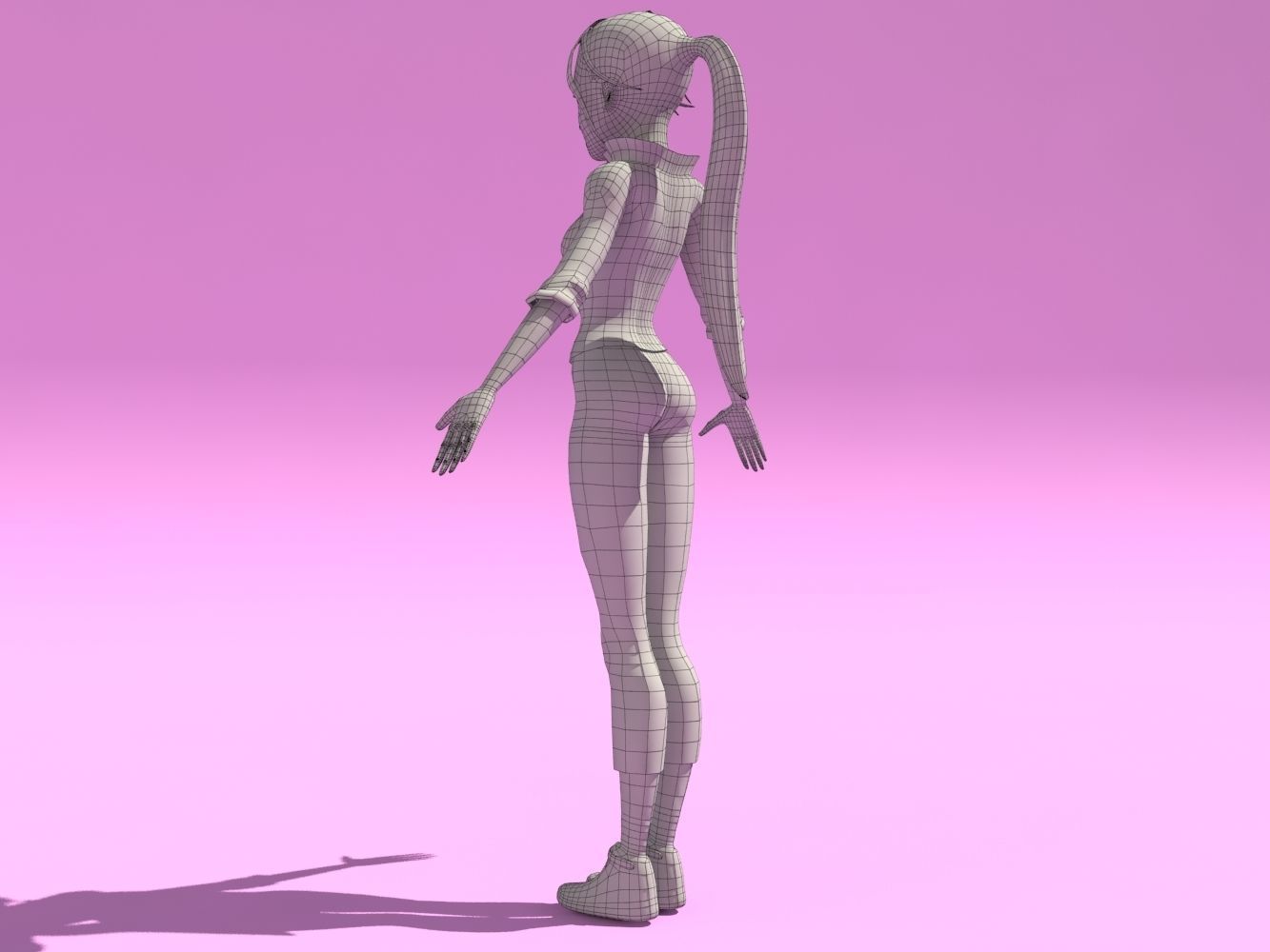 Cartoon woman character Low-poly 3D model_12