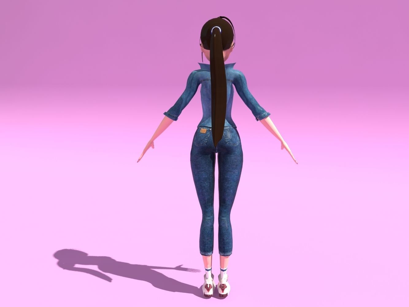 Cartoon woman character Low-poly 3D model_6
