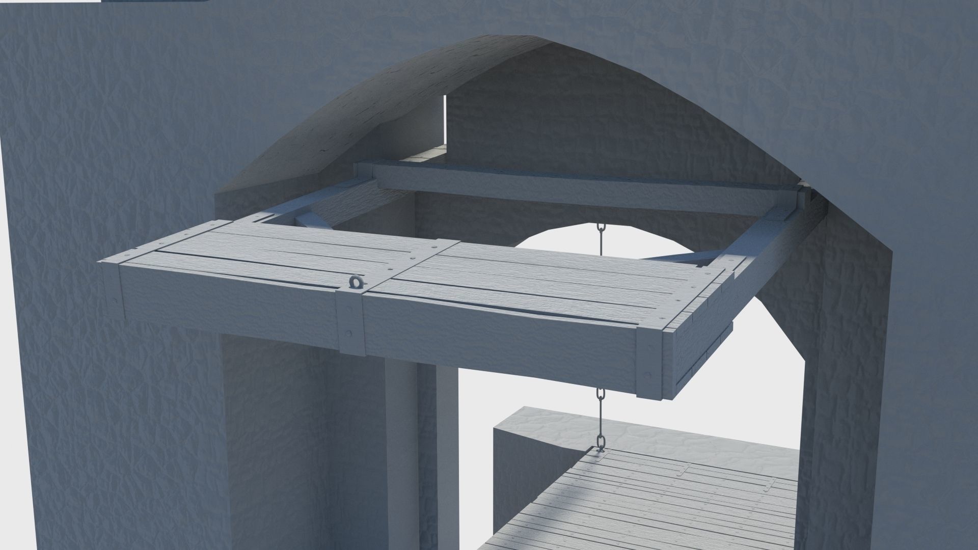 Medieval drawbridge gate with animation Low-poly 3D model_21