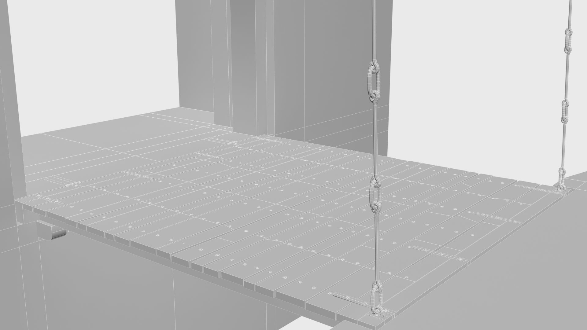 Medieval drawbridge gate with animation Low-poly 3D model_40