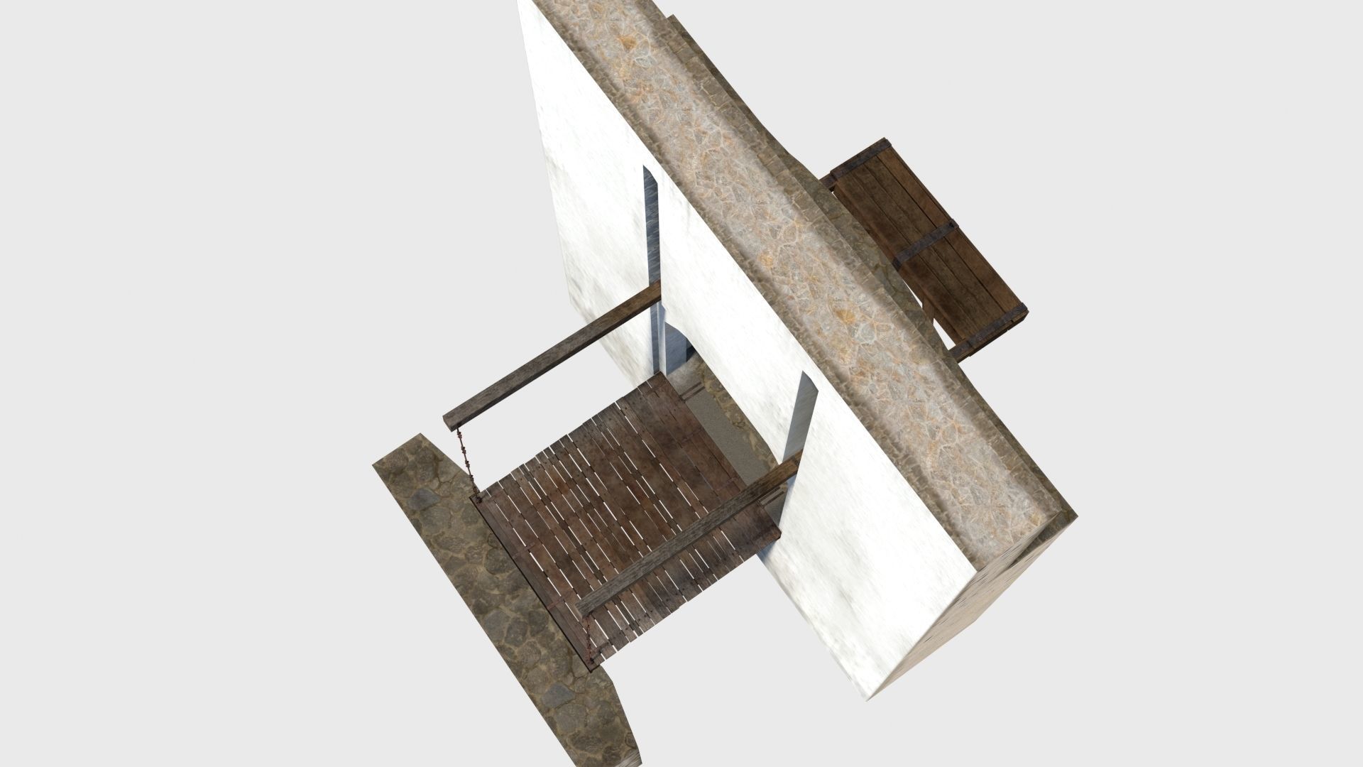 Medieval drawbridge gate with animation Low-poly 3D model_3