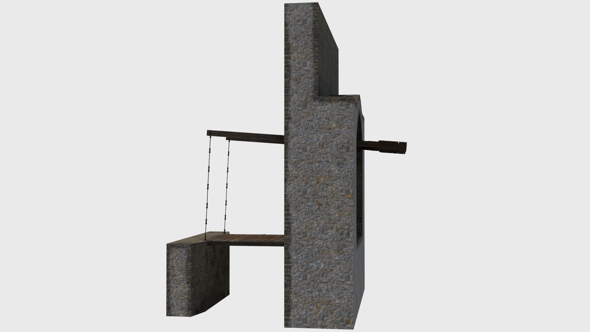 Medieval drawbridge gate with animation Low-poly 3D model_4