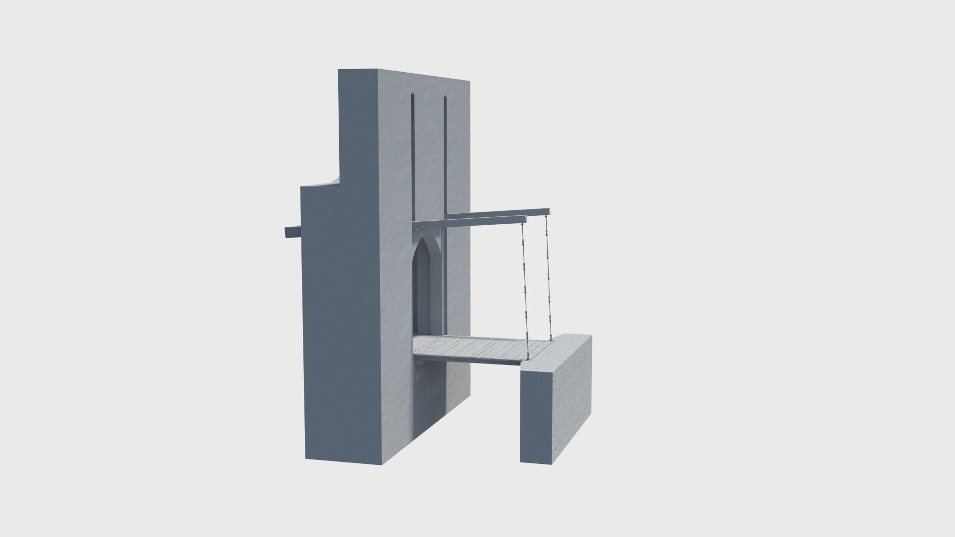 Medieval drawbridge gate with animation Low-poly 3D model_18