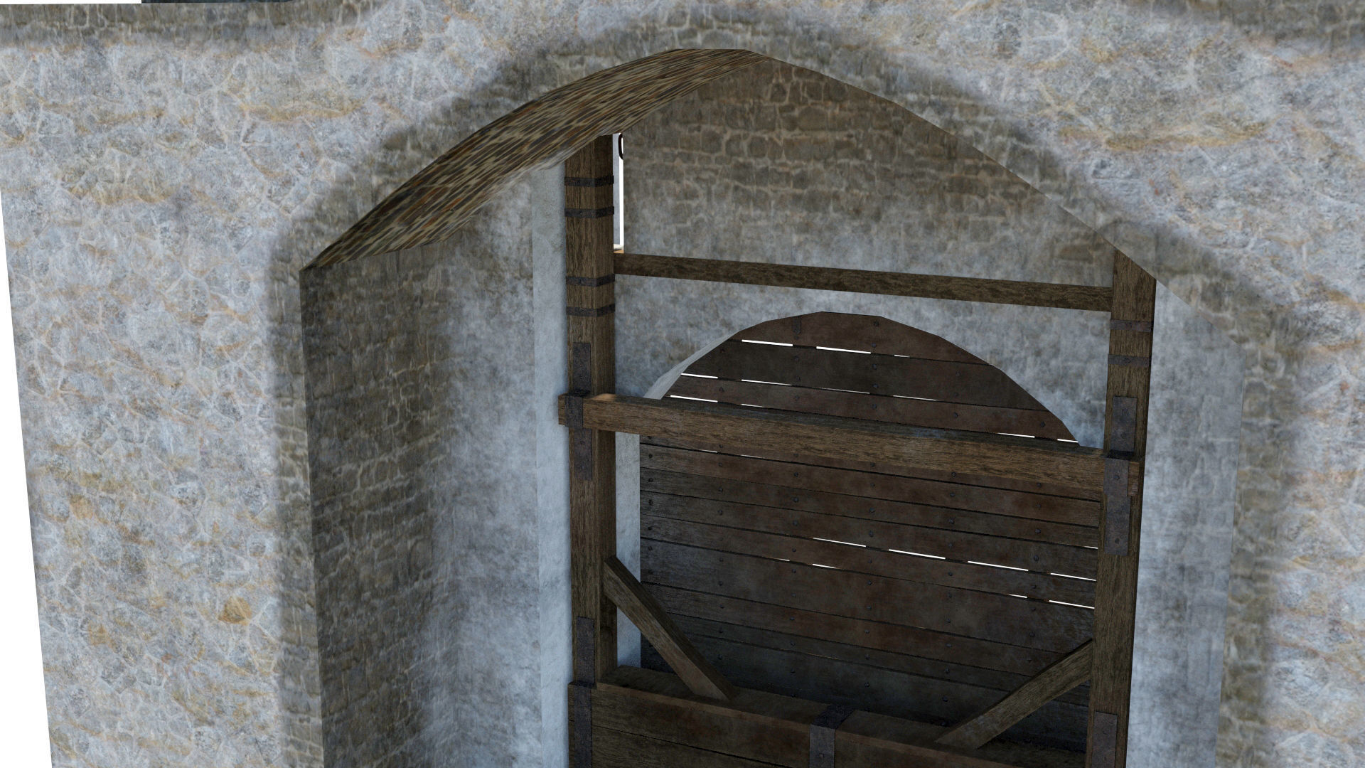 Medieval drawbridge gate with animation Low-poly 3D model_28
