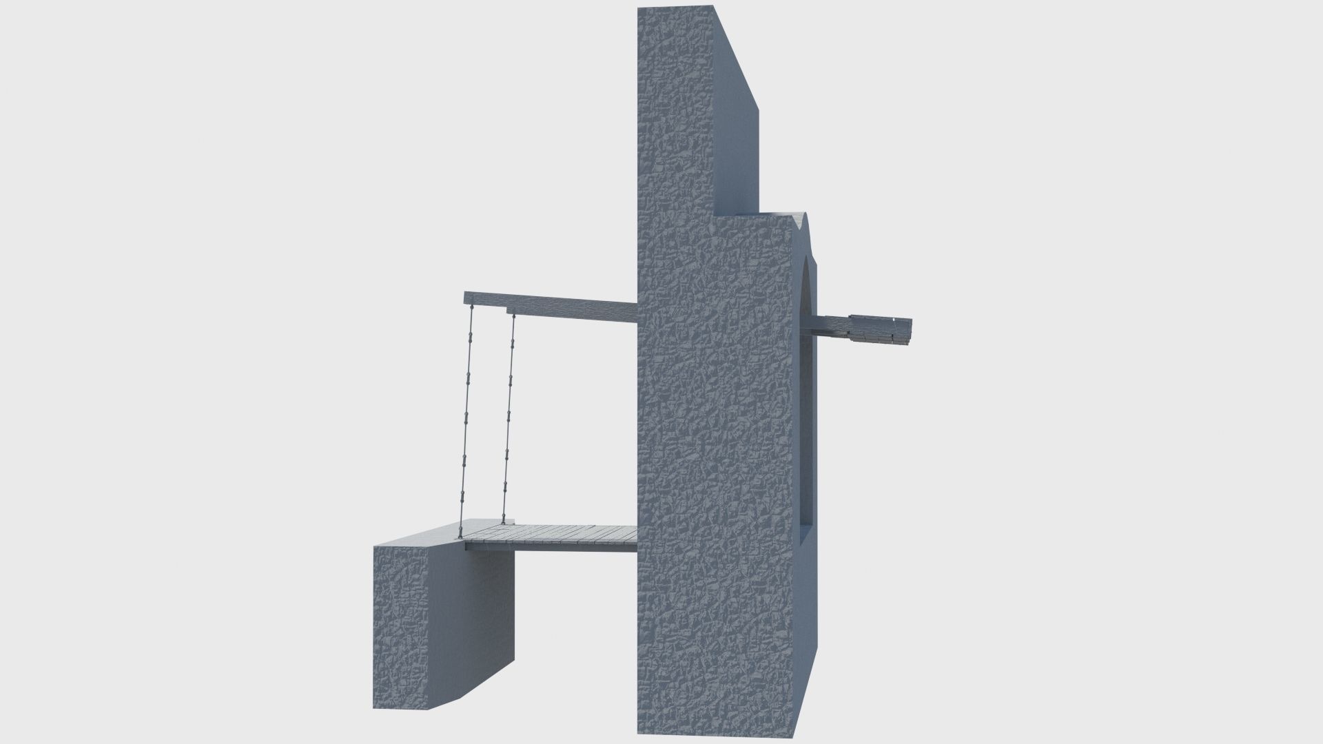 Medieval drawbridge gate with animation Low-poly 3D model_15