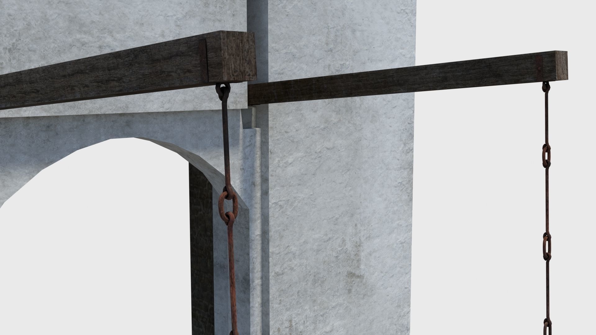 Medieval drawbridge gate with animation Low-poly 3D model_9