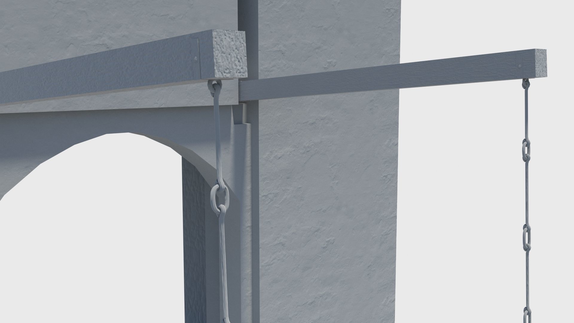 Medieval drawbridge gate with animation Low-poly 3D model_20