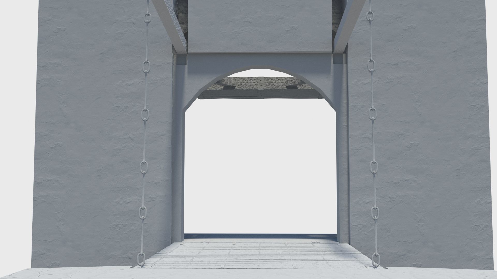 Medieval drawbridge gate with animation Low-poly 3D model_23