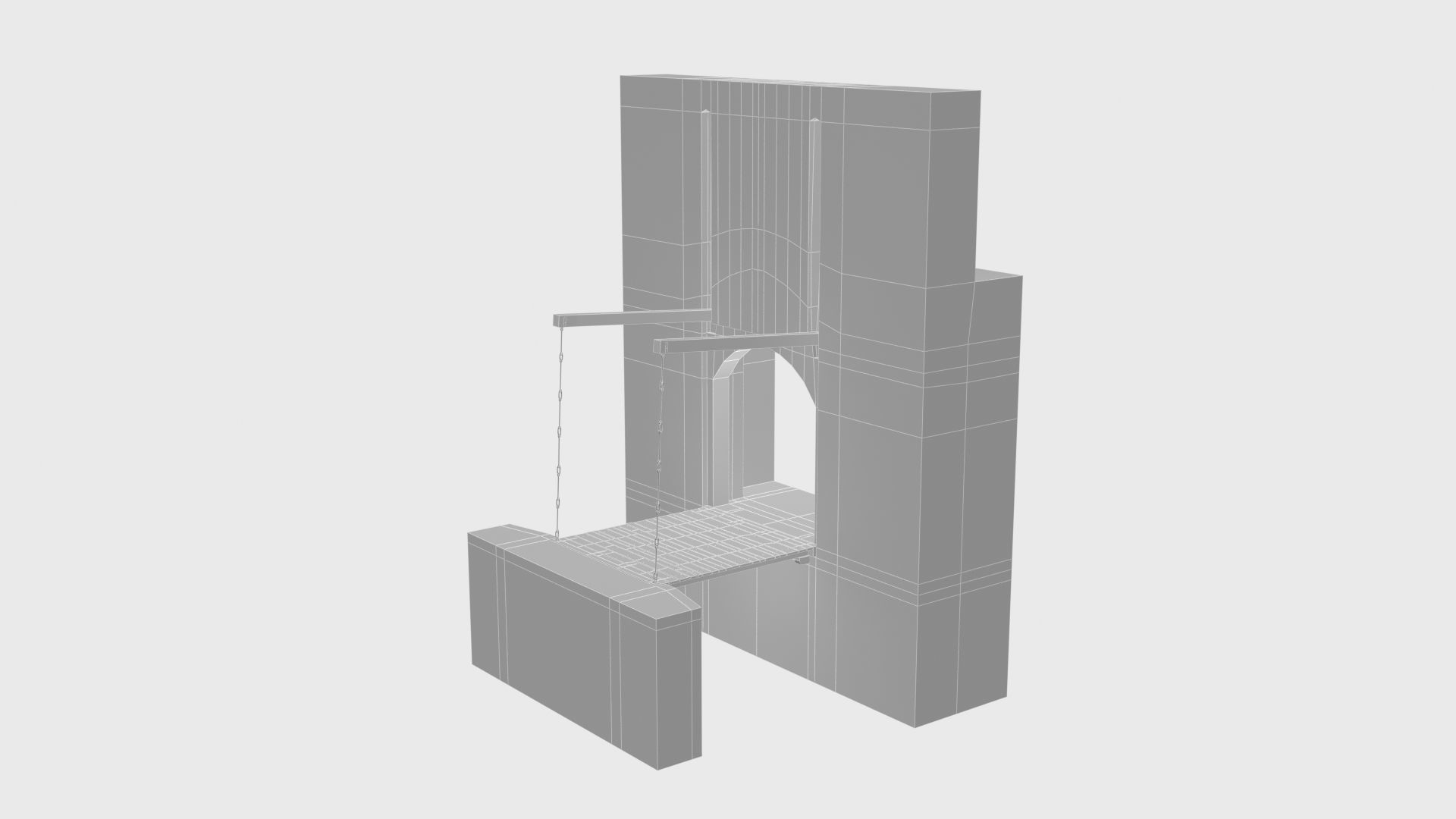 Medieval drawbridge gate with animation Low-poly 3D model_41