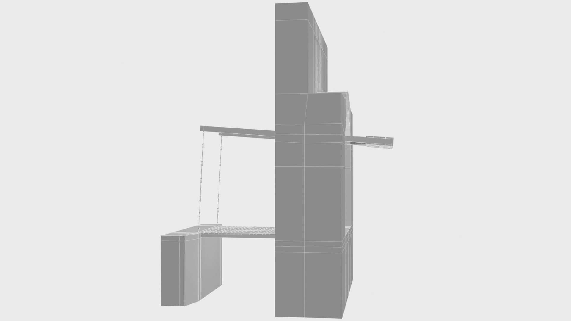 Medieval drawbridge gate with animation Low-poly 3D model_45