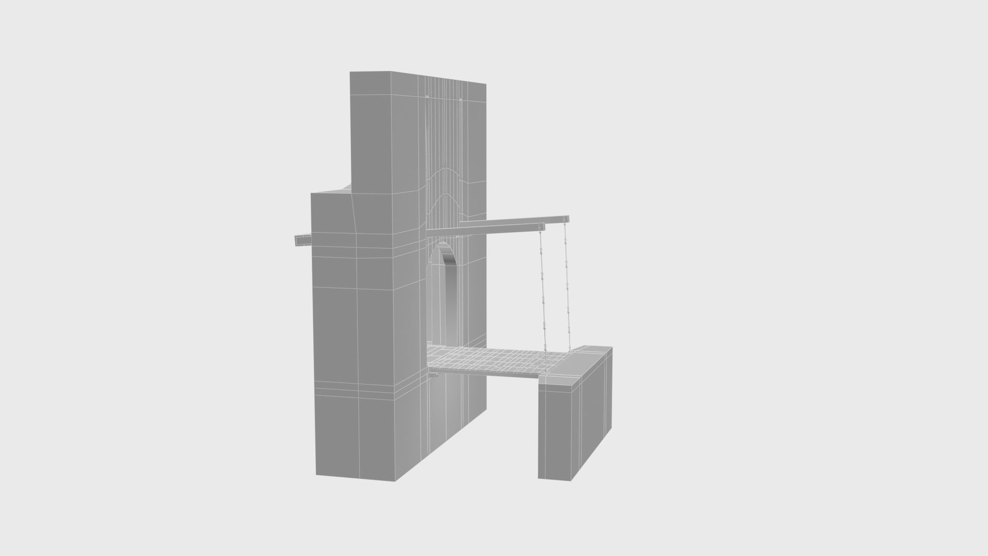 Medieval drawbridge gate with animation Low-poly 3D model_42