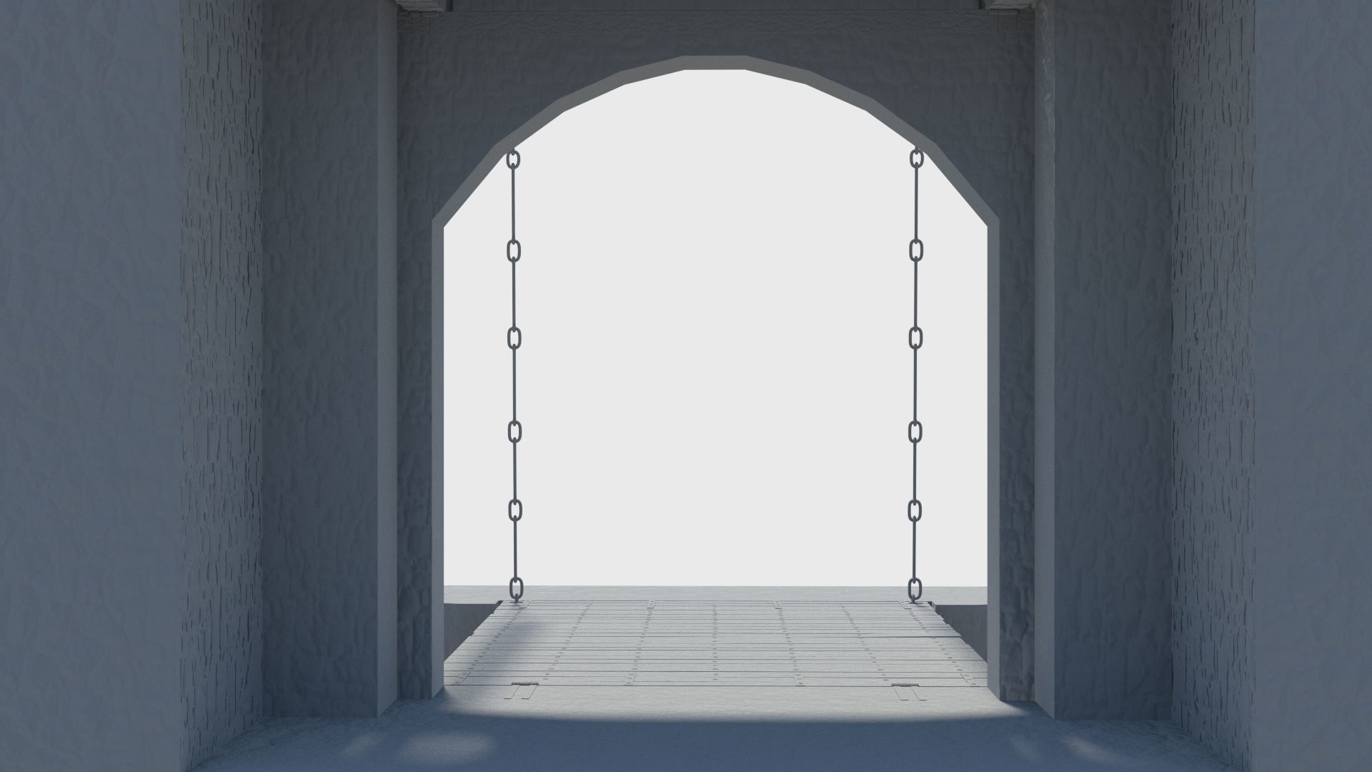 Medieval drawbridge gate with animation Low-poly 3D model_22