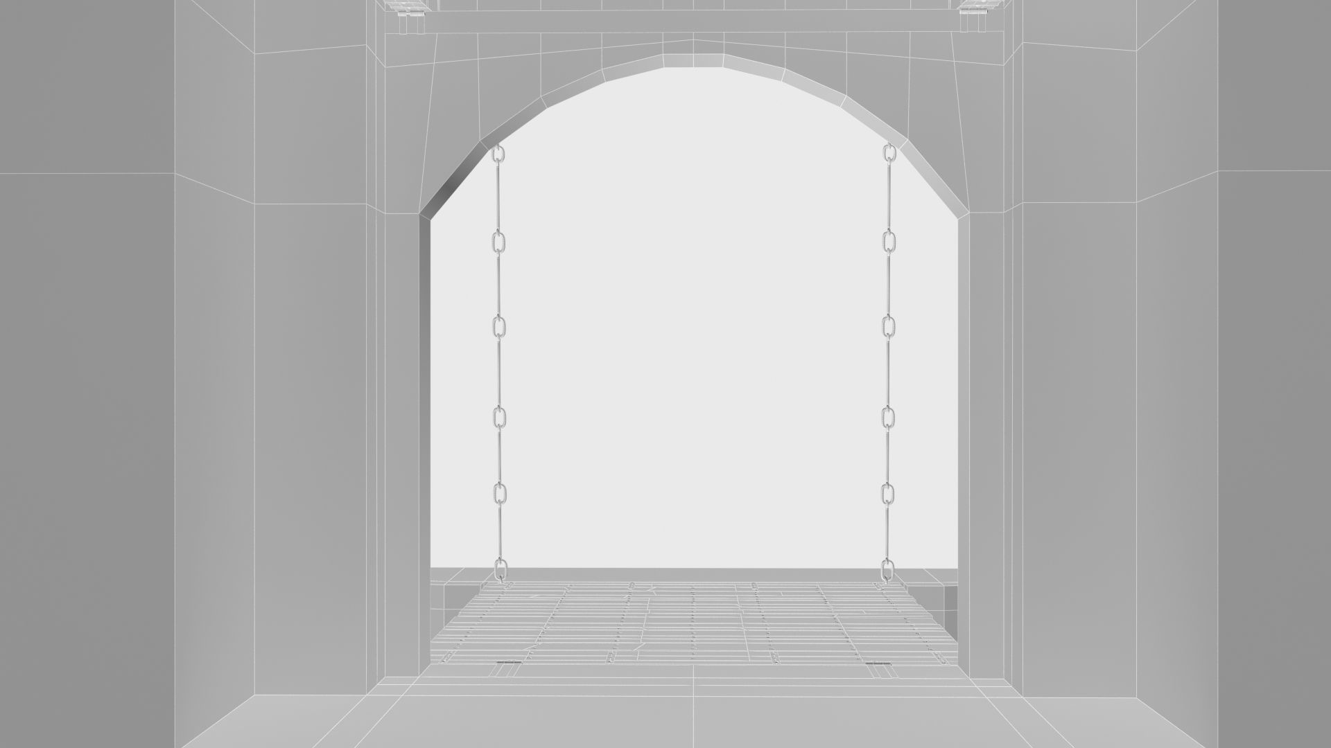 Medieval drawbridge gate with animation Low-poly 3D model_36