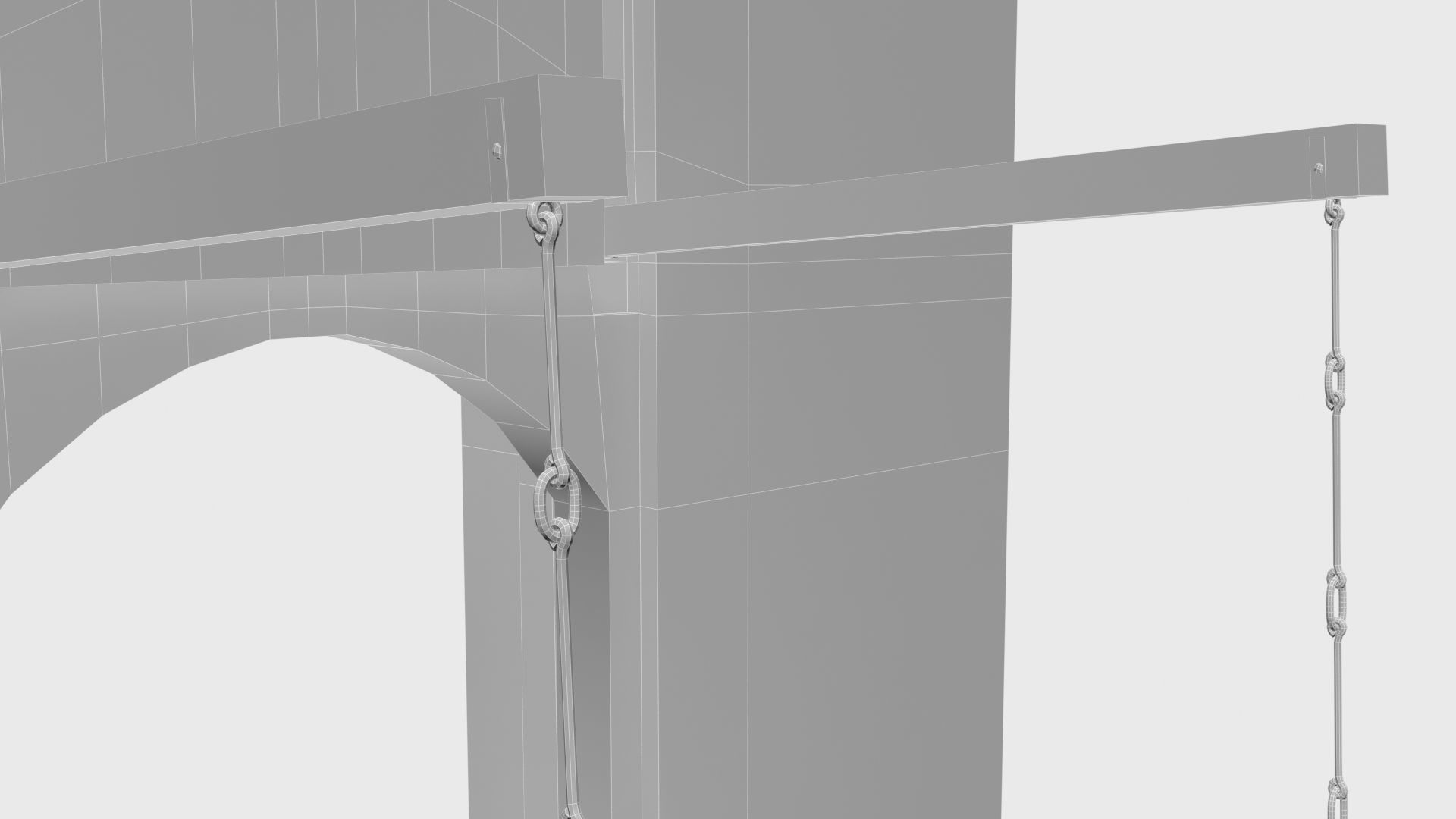 Medieval drawbridge gate with animation Low-poly 3D model_38