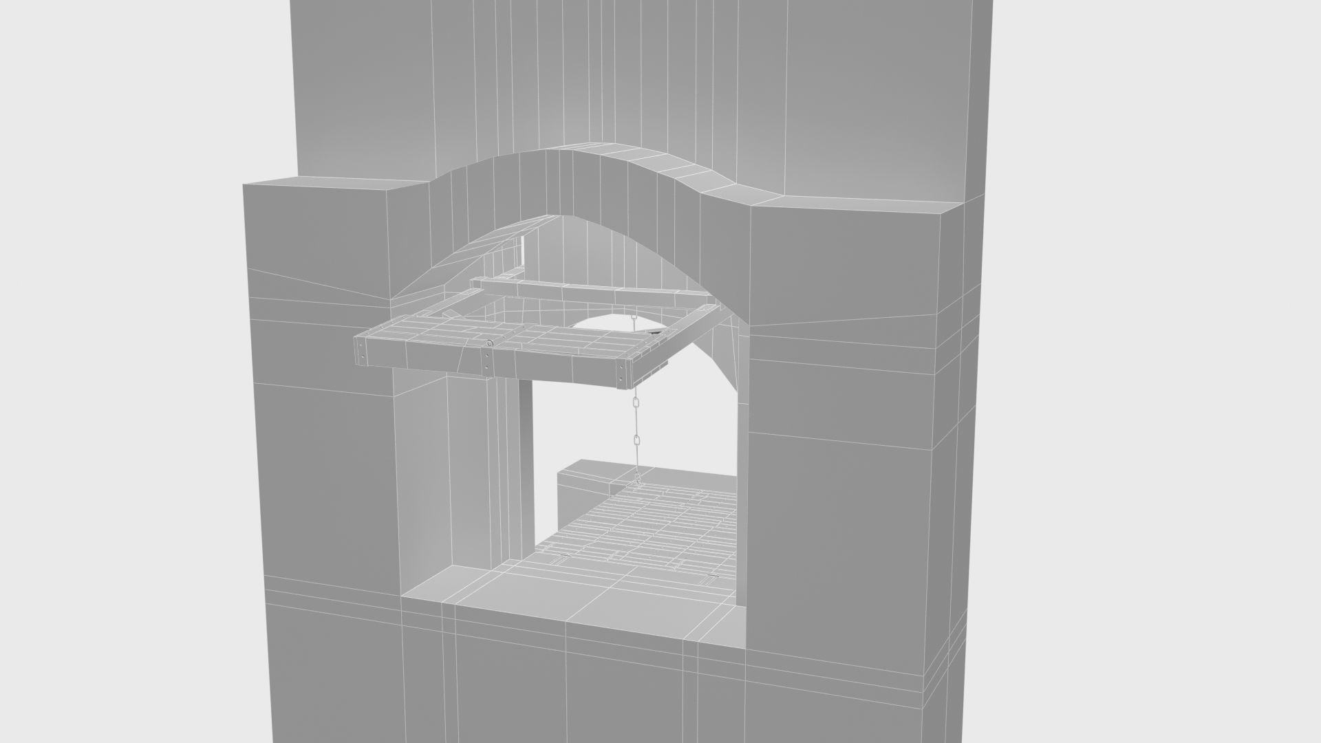 Medieval drawbridge gate with animation Low-poly 3D model_44