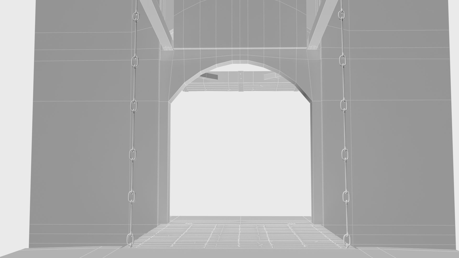 Medieval drawbridge gate with animation Low-poly 3D model_35
