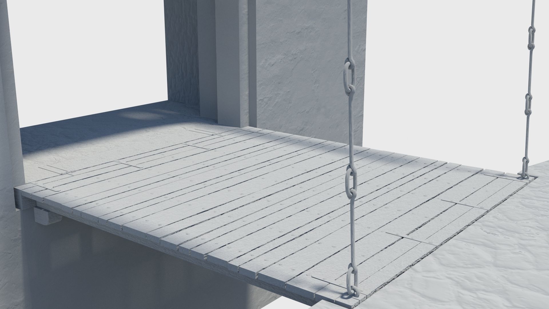 Medieval drawbridge gate with animation Low-poly 3D model_19