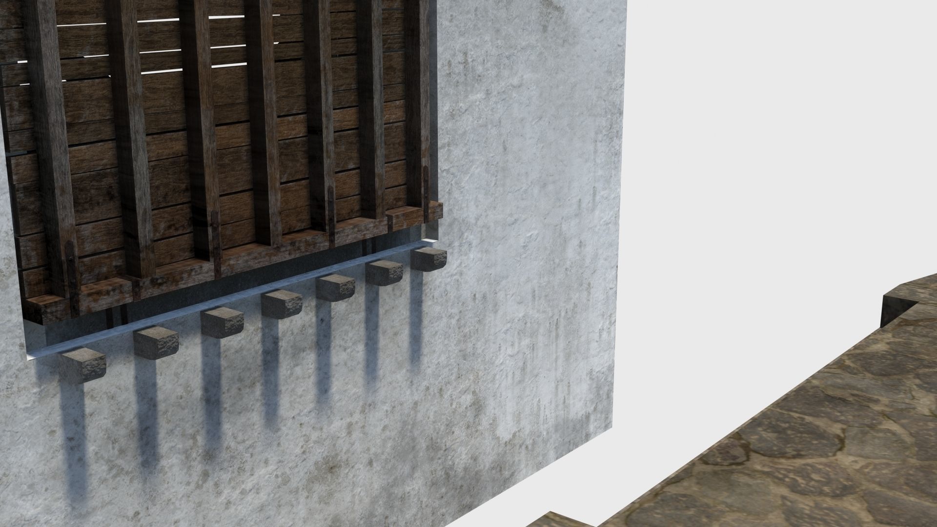 Medieval drawbridge gate with animation Low-poly 3D model_33