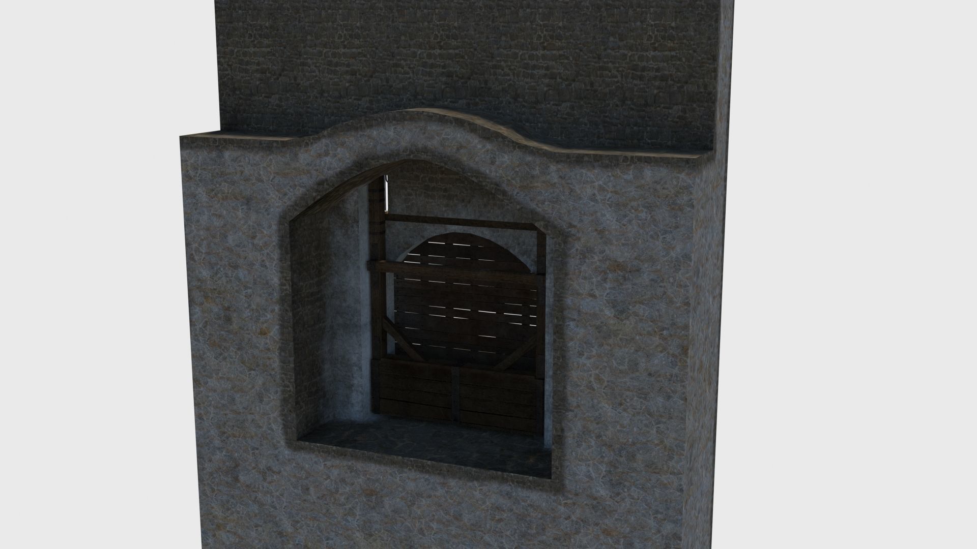 Medieval drawbridge gate with animation Low-poly 3D model_27