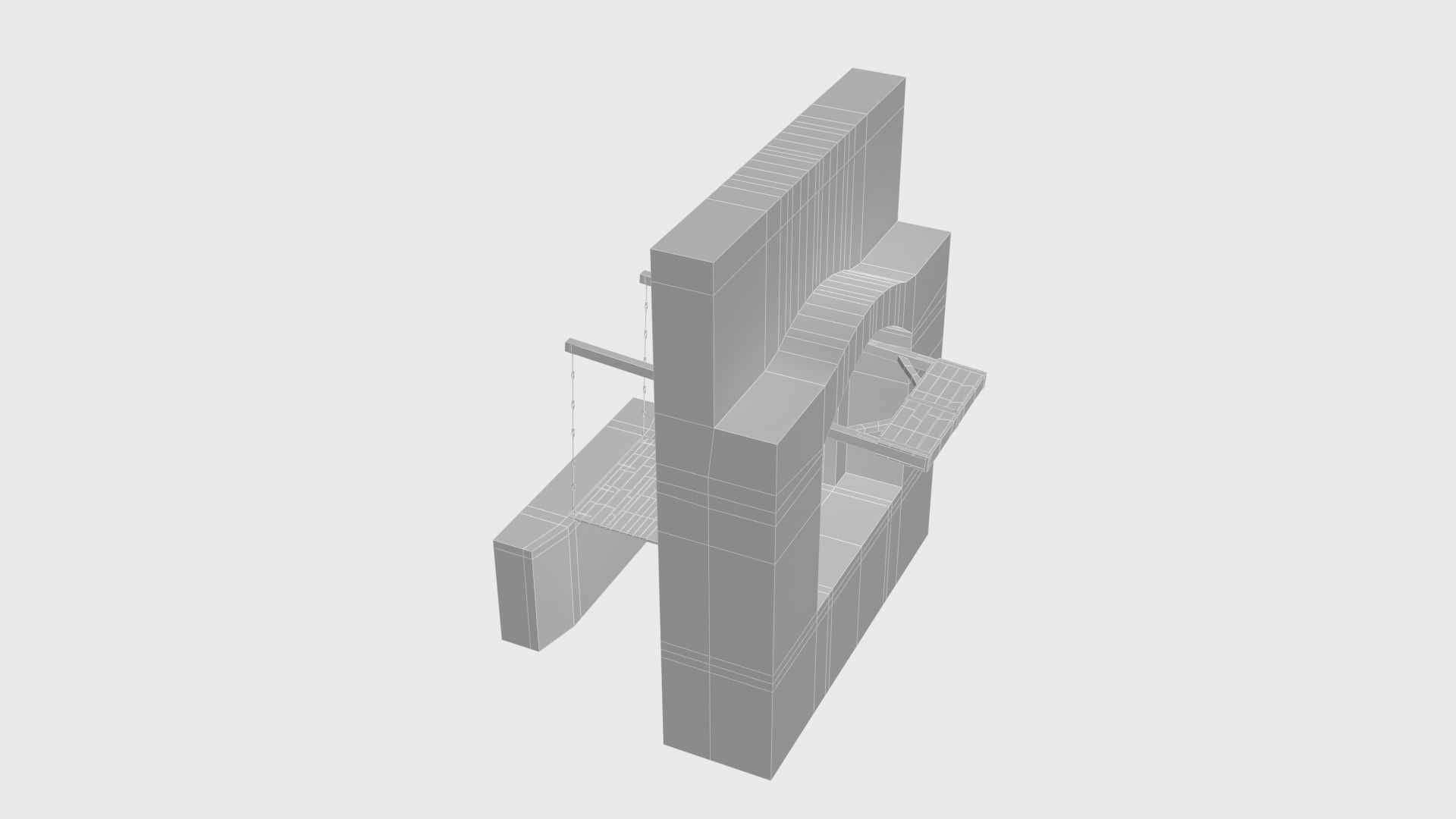 Medieval drawbridge gate with animation Low-poly 3D model_43