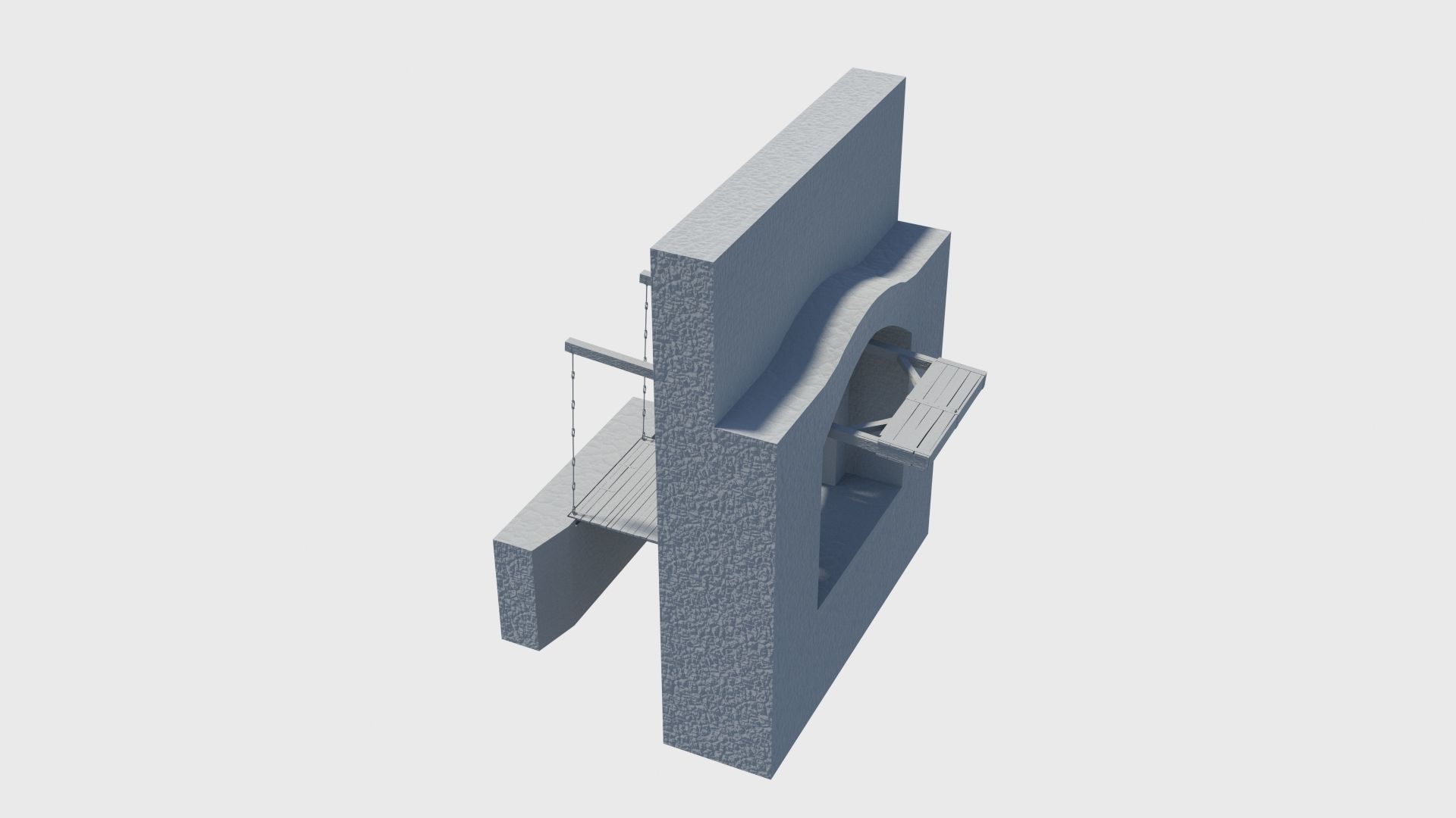 Medieval drawbridge gate with animation Low-poly 3D model_17