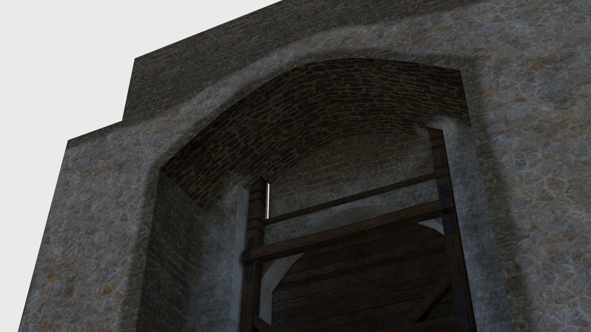Medieval drawbridge gate with animation Low-poly 3D model_26
