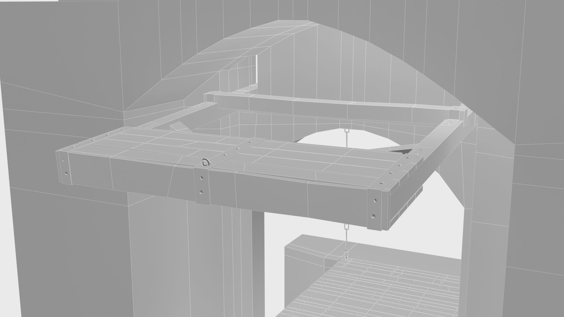 Medieval drawbridge gate with animation Low-poly 3D model_37