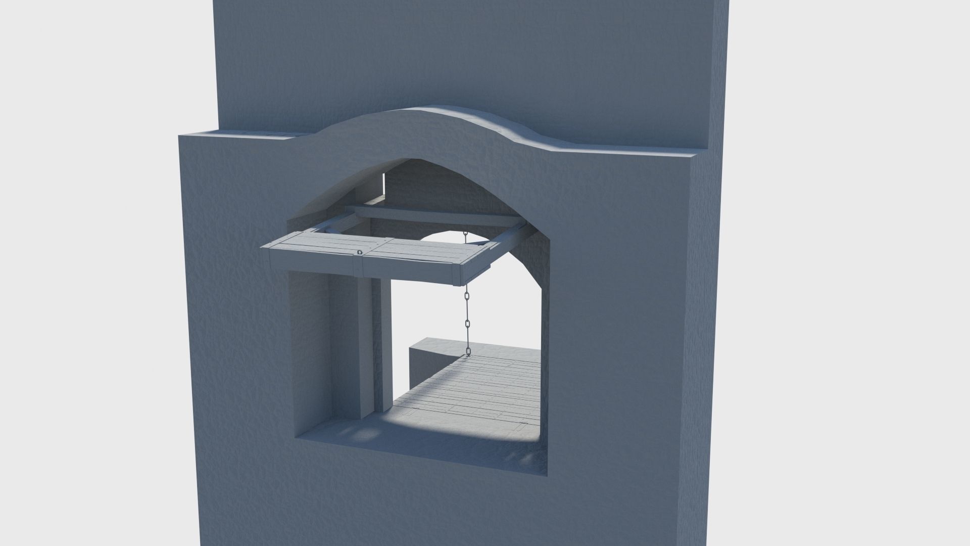 Medieval drawbridge gate with animation Low-poly 3D model_16