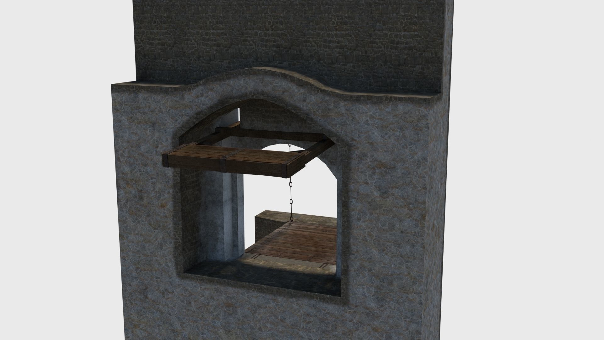 Medieval drawbridge gate with animation Low-poly 3D model_5